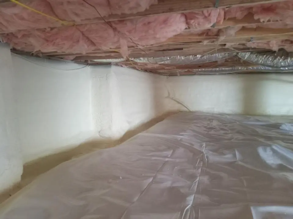 Crawl space encapsulation with closed-cell spray foam for Attic Insulation in Charlottesville